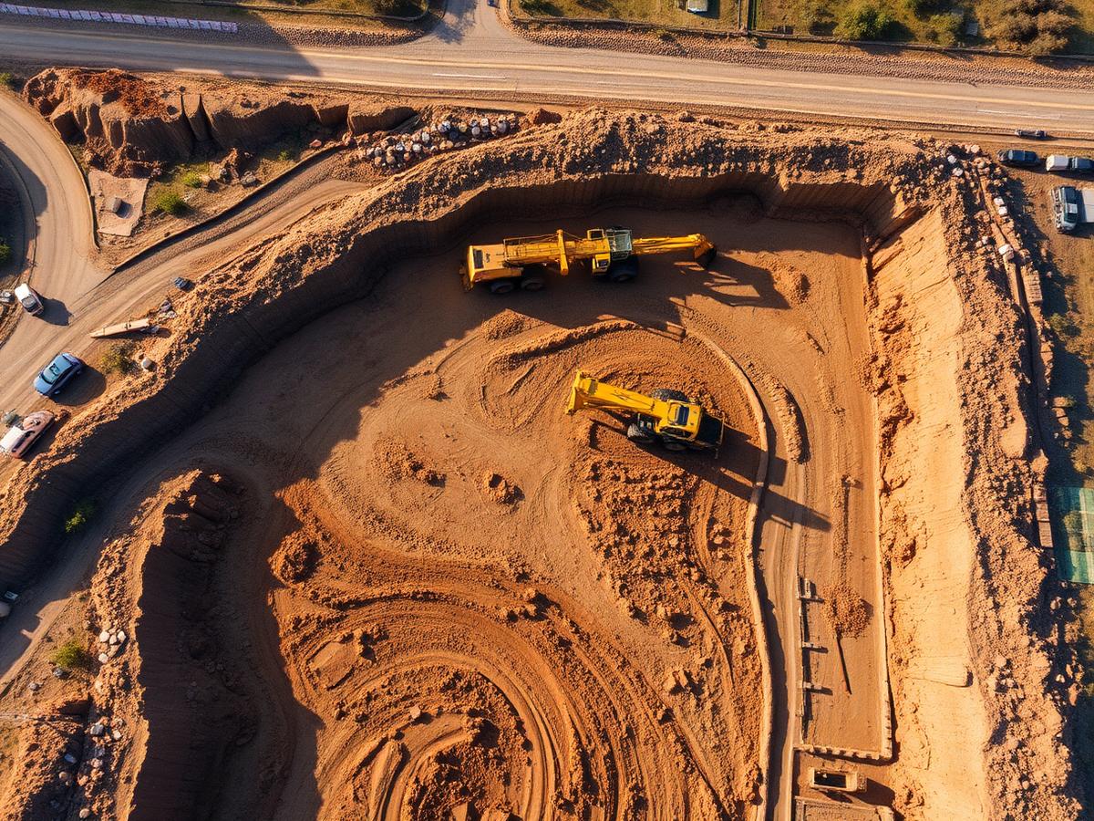 Vue aérienne d'un chantier d'excavation