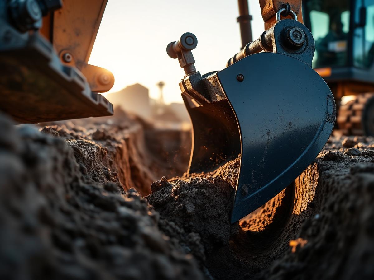 Excavatrice creusant une tranchée
